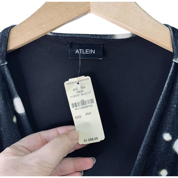 Atlein Ruched Velour Long Sleeve Surplice Wrap Dress Womens 40 | 8 NWT $1055 - Picture 5 of 11